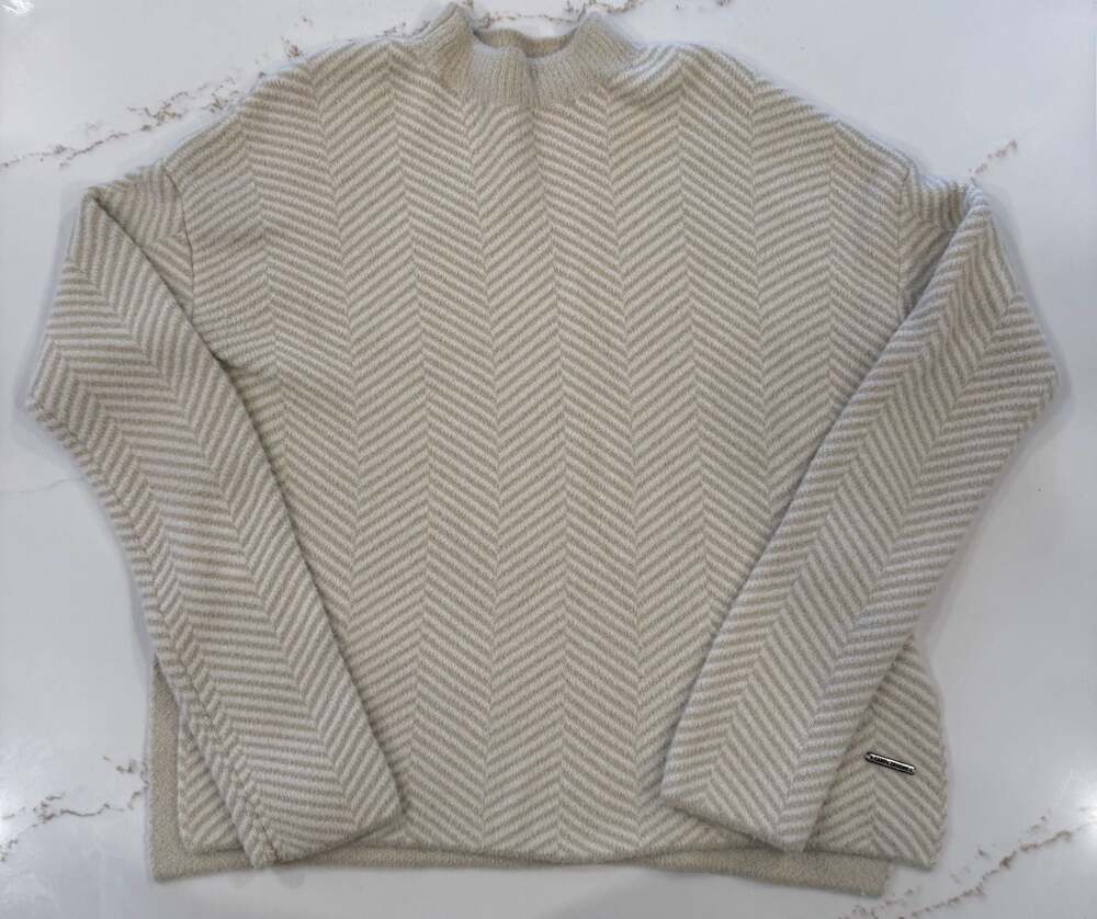 Carve Designs Herringbone Mock Neck Pullover Sweater